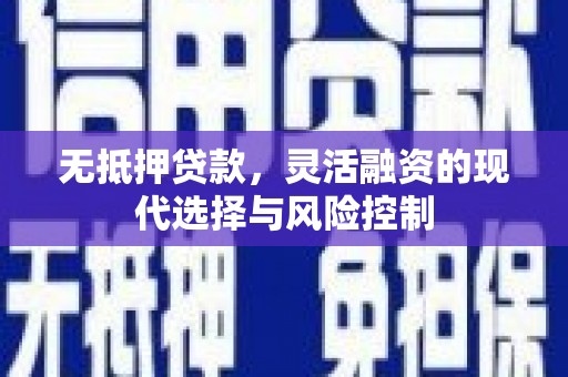 松江无抵押贷款，灵活融资的现代选择与风险控制