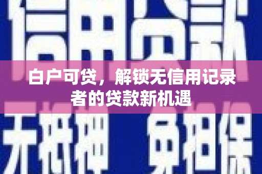 松江白户可贷，解锁无信用记录者的贷款新机遇