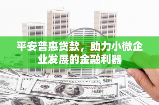 松江平安普惠贷款，助力小微企业发展的金融利器