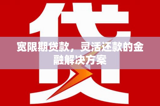 松江宽限期贷款，灵活还款的金融解决方案