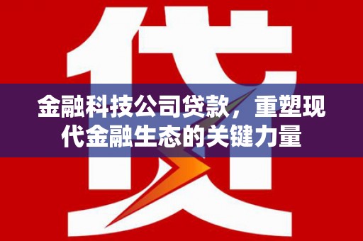松江金融科技公司贷款，重塑现代金融生态的关键力量