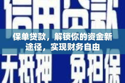 松江保单贷款，解锁你的资金新途径，实现财务自由