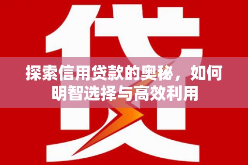 松江探索信用贷款的奥秘，如何明智选择与高效利用