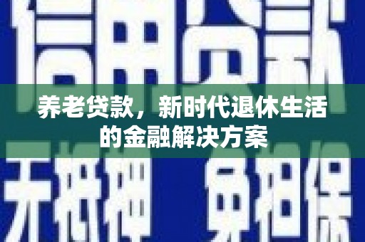 松江养老贷款，新时代退休生活的金融解决方案