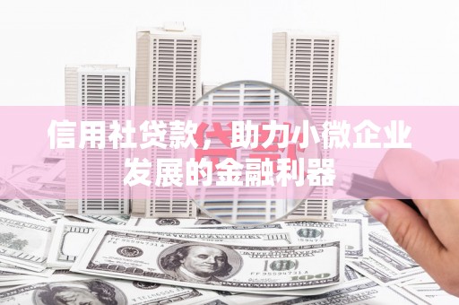 松江信用社贷款，助力小微企业发展的金融利器